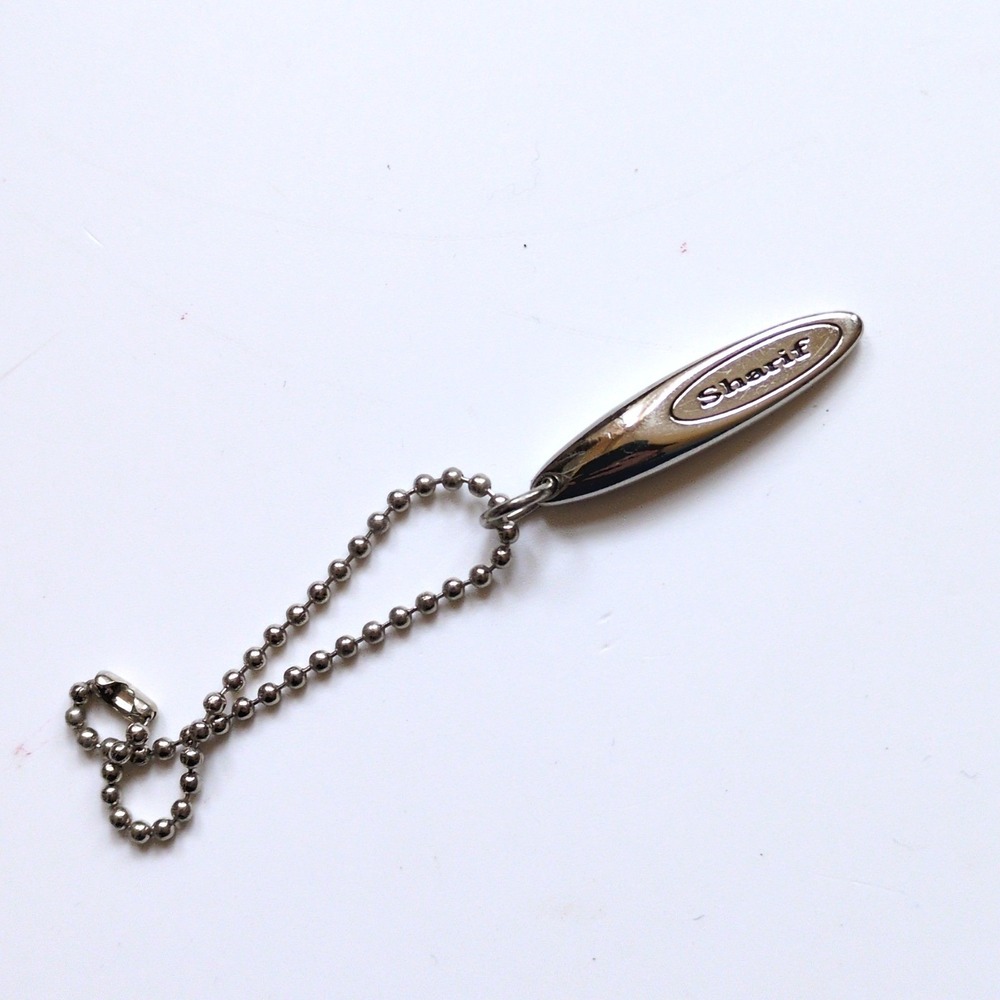 Sharif Purse Hangtag Fob Silver Tone Metal Oval Logo Charm - Picture 2 of 5